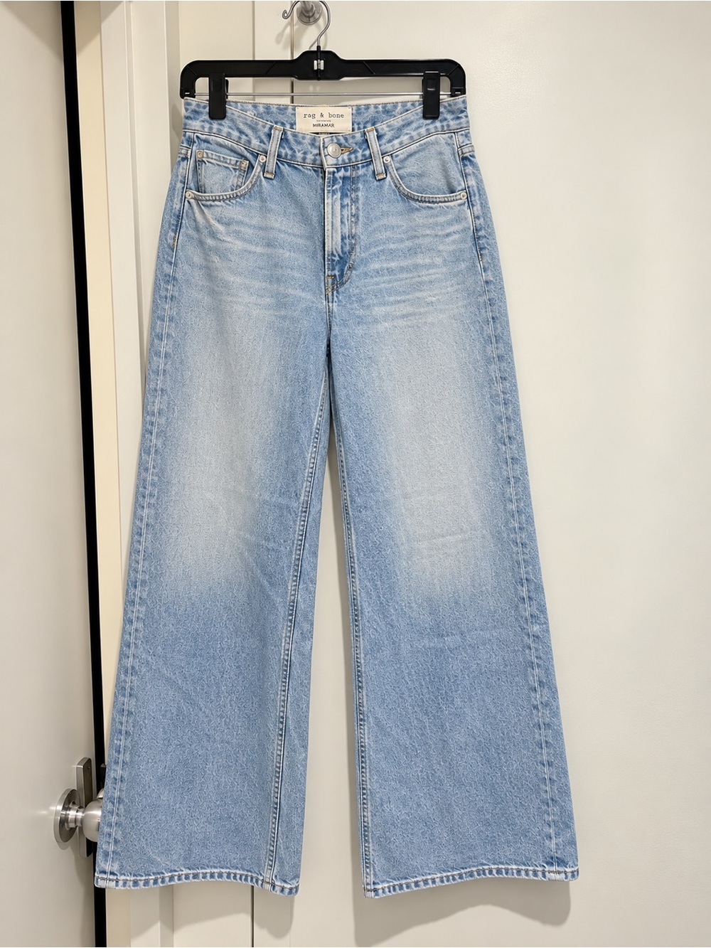 rag & bone Washed Light Blue High-Rise Wide-Leg Jeans